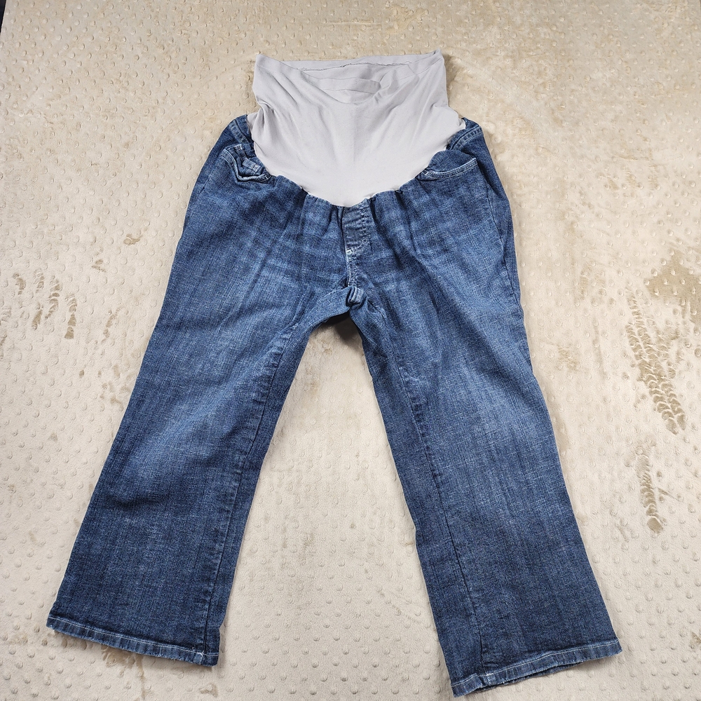 Maternity Cropped Ankle Capri Jeans Elastic Waist Stretch Denim Size 2X